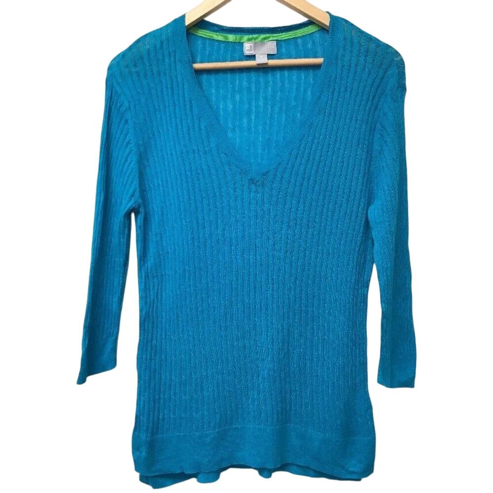 JCP Sweater Womens Medium Blue Ribbed